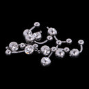 10 Pieces Wholesale Steel Navel Belly Button Ring Barbell Clear Crystal Ball Body Jewelry Lady Fashion