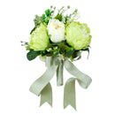 Men Women Ribbon Peony Silk Flower Boutonniere Corsage Brooch Pin For Wedding Formal Party Supplies Light Green