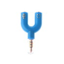 3.5mm Stereo Splitter Audio to Mic Headset Jack Plug Adapter for Smartphone Blue