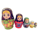 5PCS Painted Girls Wooden Russian Nesting Dolls Babushka Matryoshka Toys