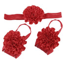 1 Set of 3PCS Baby Infant Headband Foot Flower Elastic Hair Band Accessories Photography Props Head Decor Accessory Red