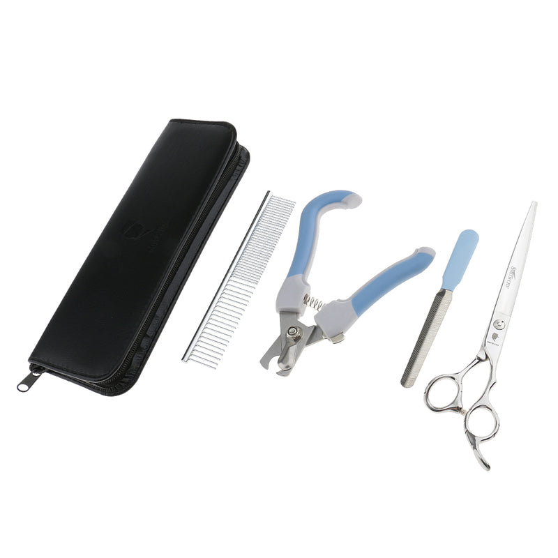 1 Set Professional Dog Cat Hair Nail Grooming Kit with Clipper Scissor Brush