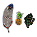 3pcs/Set Embroidery Rhinestone Bead Fruit Feather Leaf Patch Cloth Accessory