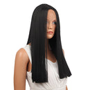 Black Full Lace Wig Long Straight Heat Resistant Synthetic Hair with Net Cap