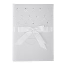 White Satin Wedding Favors Photos Marriage Certificate Holder Cover with Bow Rhinestone Decoration