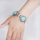 Vintage Retro Ethnic Sunflower Exquisite Turquoise Bangle Bracelet Chain