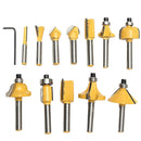 12pc/set Carbide Router Bits 1/4" Shank 6.35mm Rotary Power Tool Accessories