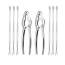 8Pcs Walnut Nutcracker Seafood Lobster Crab Sheller Nut Opener Fork Pick Set