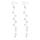 Simple Girls Silver Long Chain Drop with Clear Beads Earrings Hooks