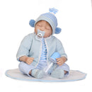 55cm Simulation Silicone Newborn Baby Boy Doll in Blue Clothes Kid Sleeping Playmate