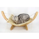 Pet Cat Rat Hamster Ferret Hammock Small Animals Hanging Swing Bed Toy House Kitten Puppy-Wood Frame Comfy Plush ( Beige )