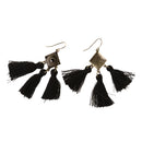 Vintage Chandelier Black Tassel Ear Stud Dangle Earring Women Lady Statement Jewelry