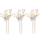 Pearls Flower Leaf Clear Crystal Hair Pins Clips Girl Headpiece Bridal Wedding Prom Wear