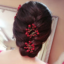 Women Girls Ladies Fashionable Pearls Hair Pin Hair Accessory Red Pack Of 6PCS