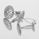 Mens Fashion Jewelry Cuff Links Silver Round Hollow Pattern Button Cufflinks
