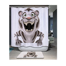 Home Hotel Bathroom Shower Room Decor Retro Fabric Shower Curtains With 12 Hooks Fashionable Tiger Print Charms Home Decor Accessory