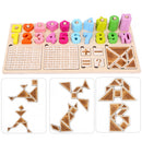 Children Preschool Multifunction Wooden Math Learning Arithmetic Teaching Add, Subtract, Multiply and Divide Puzzles Blocks Toy