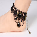Women Vintage Black Floral Lace Anklet Chain Ankle Sandal Bracelet