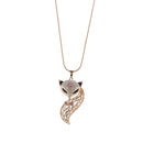 Fashion Crystal Rhinestone Fox Pendant Necklace Long Sweater Chain Jewelry
