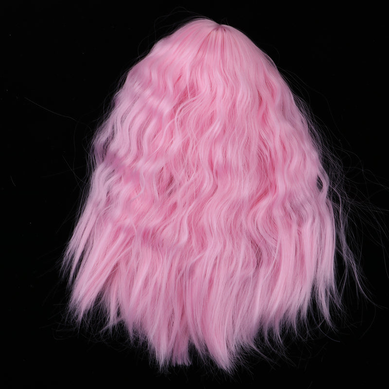 1/4 BJD Doll DIY Wig Lovely Long Curly Hair, DIY Wig Hair High-temperature Wire Handmade Hairpiece Doll Wig (Pink)