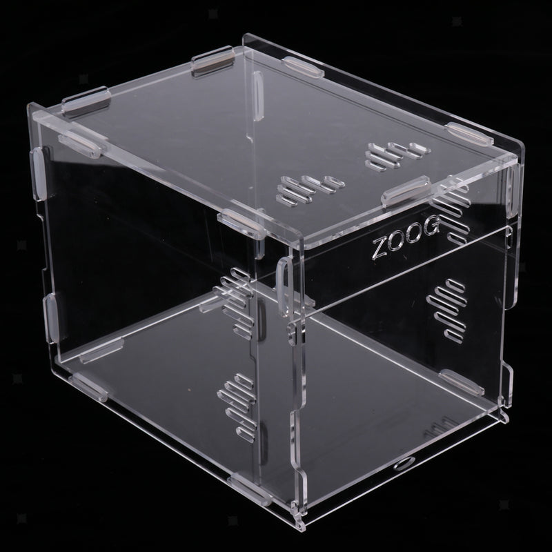 Clear Acrylic Pet Reptile Lizard Transport Breeding Feeding Case 17x17x22cm