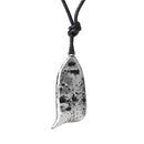 Novelty Vintage Countryside Plant Dangle Flattened Pea Pod Women Sweater Necklace with Long Black Weave PU Leather Rope Jewelry