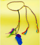 Womens Feather Tassels Belt Colorful Braided Headband Bohemian Style