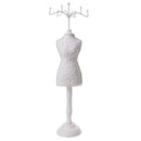 Stylish Womens Cheongsam Dress Mannequin Necklace Earring Stand Holder Jewelry Display White