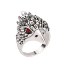 Jewelry Vintage Ring Silver Crystal Animal Eagle Head Shaped Mens Ring 18mm