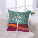 Home Bedroom Sofa Decor Throw Square Cushion Pillow Case White Tree with Flowers Design Car Pillow Cushion Cover Linen Pillowcase