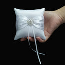 Satin Pocket Ring Pillow Pearl Cushion Wedding Party Anniversary Supplies White