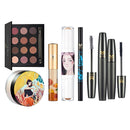 Pro 7pcs Cosmetic Set Shimmer Matte Eyeshadow Palette Contour Highlighter Stick Mascara Eyeliner Eyebrow Pen Loose Finish Powder Makeup
