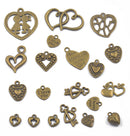 20 pcs Mixed Lots of Antique Bronze Heart Charms Pendants
