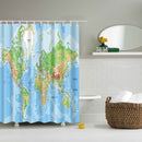 Waterproof Polyester Bathroom Shower Curtain Panel Decor W/Hook World Map