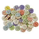 Pack of 100 Round Shaped Star Painted 2 Hole Wooden Sewing Buttons for Craft
