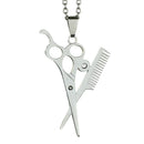 Men Hip Hop Scissor Comb Pendants Necklaces Stainless Steel Hair Stylist Jewelry