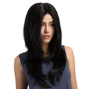 Women's Middle Parting Long Wavy Synthetic Hair Heat Resistance Wig Daily Cosplay Costume Party Full Head Wigs Black + Hairnet