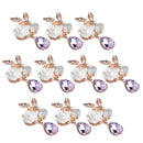 10 Pieces Alloy Crystal Rose Flower Flatback Buttons Jewelry Making Findings 24mm