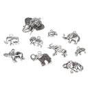 Pack of 10 Vintage Antique Silver Elephant Pendants DIY Making Craft Unique Gift