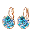 Rose Gold Plated Blue Rhinestone Clip Earrings Women Wedding Party Jewelry