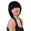 13'' Natural Real Human Hair Soft Silky Fashion Women's Full Bangs Wig Short Wigs Straight Bob Hair Cosplay Party