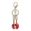 Fashion Rhinestone Crystal Red Spoons Charm Purse Bag Key Ring Keychain Keyfob