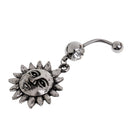 304 Stainless Steel Wiccan Pagan Belly Bar Navel Ring Piercing Sunflower Dangle Body Jewelry
