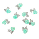 10Pcs 3D Nail Art Flower Bow Alloy Rhinestones Peal Nail Charms Jewelry DIY