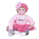Handmade Silicone 22inch Reborn Baby Unisex Doll Newborn Toddler with Magnetic Pacifier, and Nursing Bottle