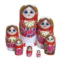 Set of 7 Pieces Wooden Russian Nesting Dolls Printed Red Flower Girl Matryoshka Stacking Nested Wood Dolls