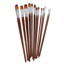 13 Pieces Artists Paint Brushes Set Wooden Handle Nylon Hair Filbert