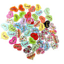 50 Pieces Love Printed Heart Shape Wooden Buttons for DIY Sewing Clothing Decoration Kids Crafts
