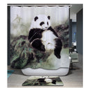 Home Hotel Bathroom Shower Room Decor Retro Fabric Shower Curtains With 12 Hooks Fashionable Panda Print Charms Home Decor Accessory