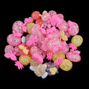 30Pcs/Pack Pink Glitter Resin Cabochons Flat Back Charms Lovely Mixed Fruits Shaped Buttons for DIY Scrapbook Decor Wedding Decor Cards Making